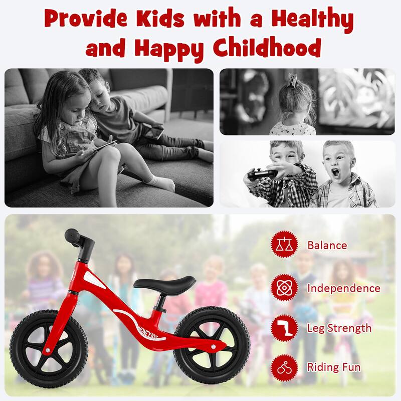 Gymax Kids Balance Bike Lightweight Toddler Bicycle with Rotatable