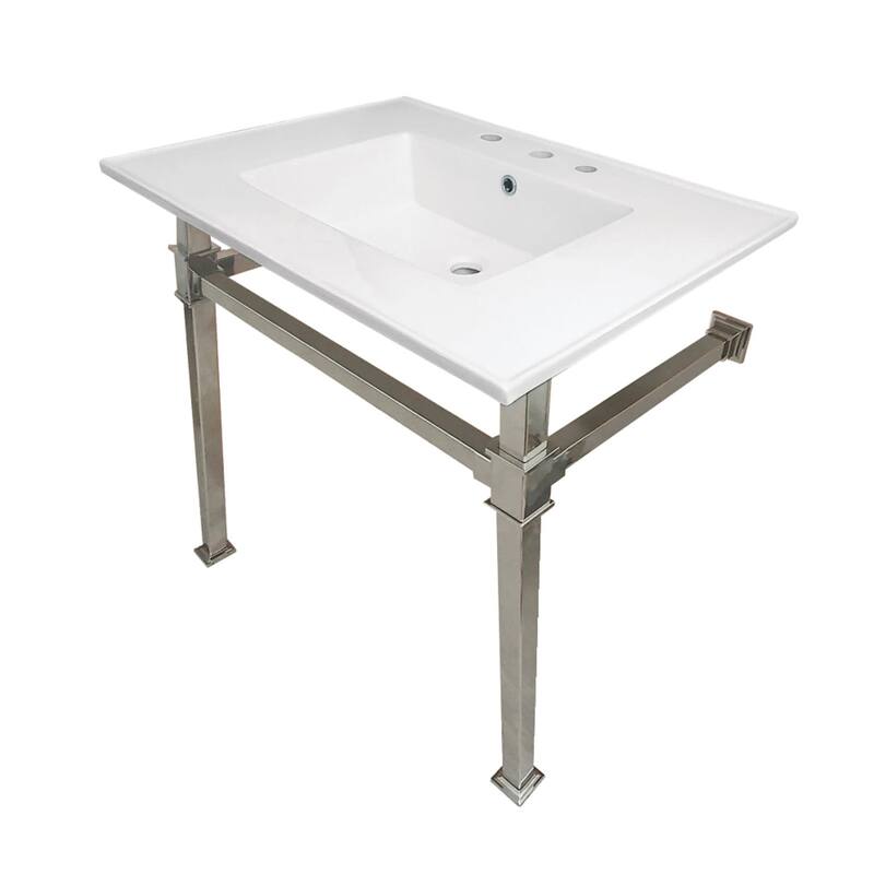 Kingston Brass Monarch 31" Wide Console Sink Set - White / Polished Nickel