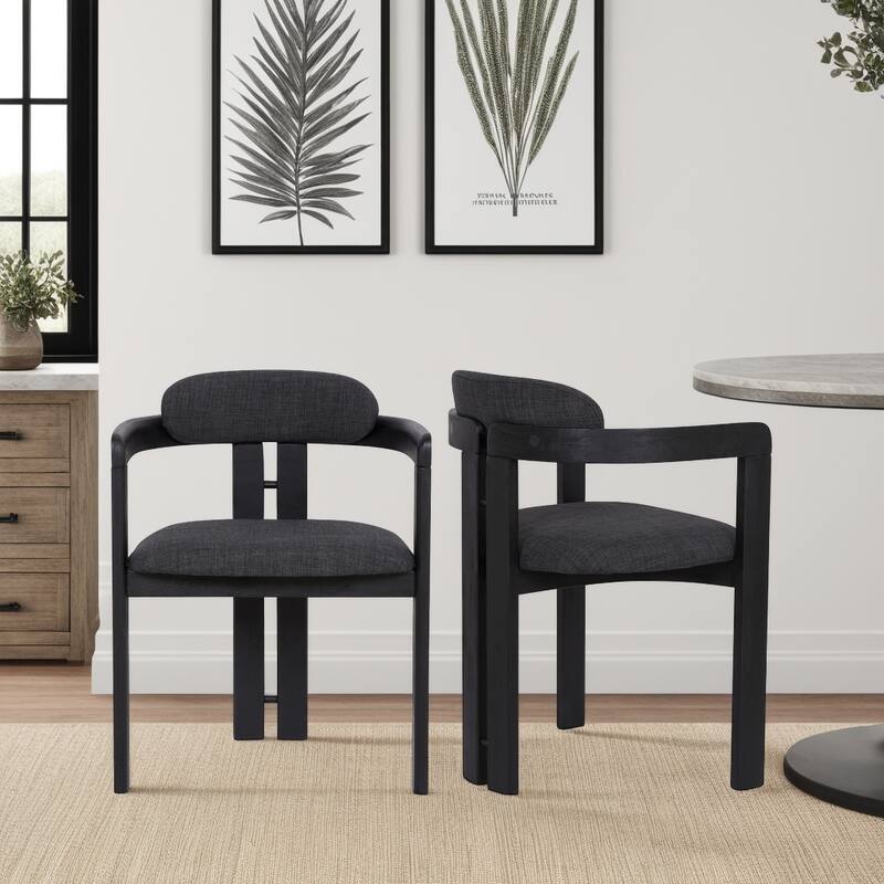 Jazmin Mid-Century Modern Upholstered Barrel Dining Chairs - Set of 2