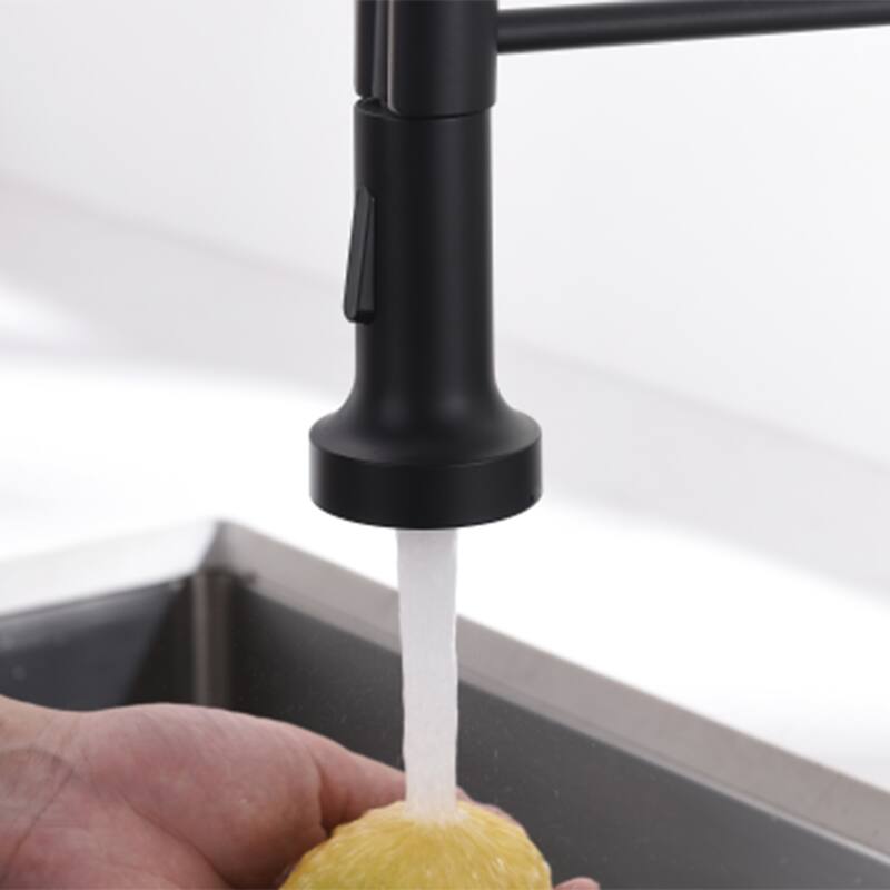 Pull Down Spray Swivel Kitchen Faucet w/ 1 Handle 2 Function-Black