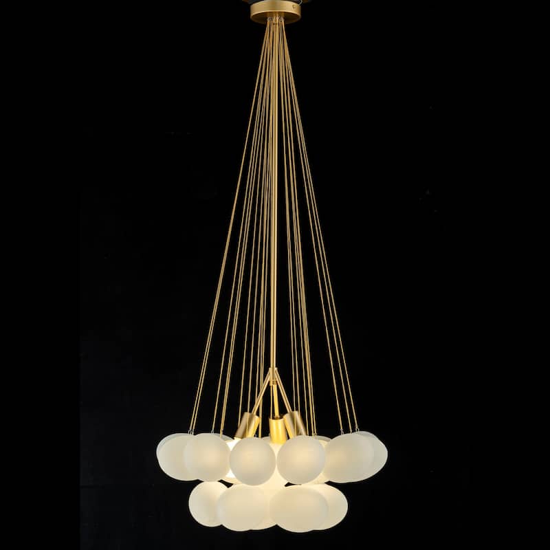 3-Light Modern Gold Cluster Oval Frosted Glass Globe Bubble Chandelier for Dining Room/Bedroom