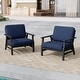 preview thumbnail 4 of 8, Jamie 2 Set 31" W Outdoor Acacia Wood Club Chairs with Cushions