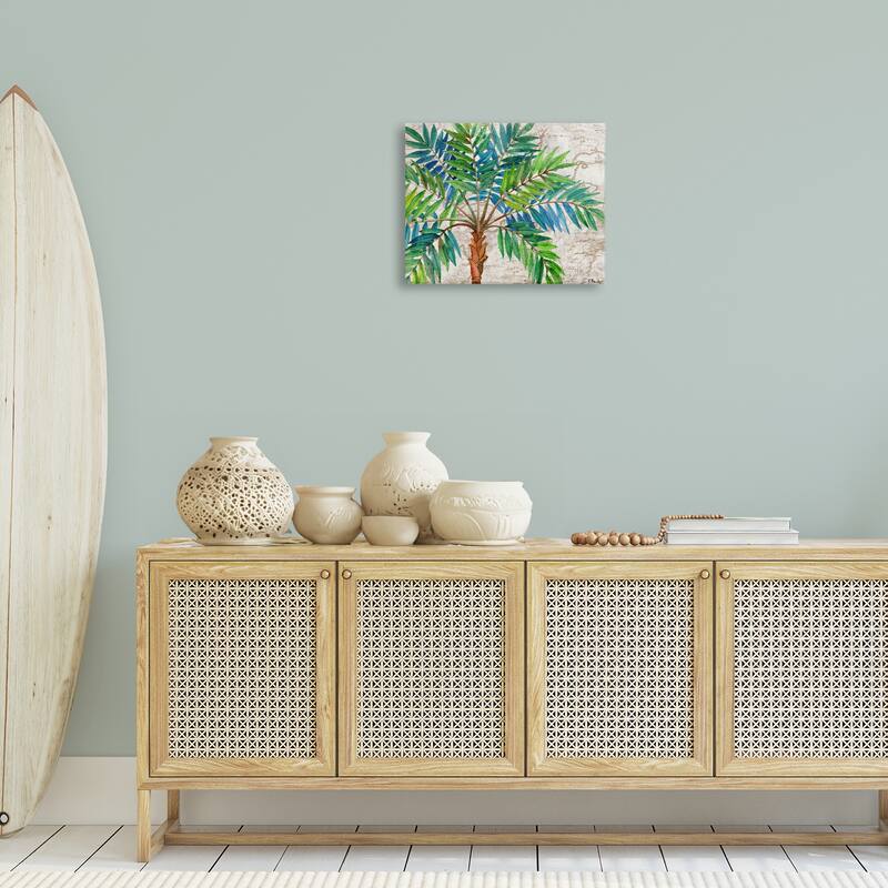 Stupell Aqueous Palm Tree Canvas Wall Art Design By Paul Brent