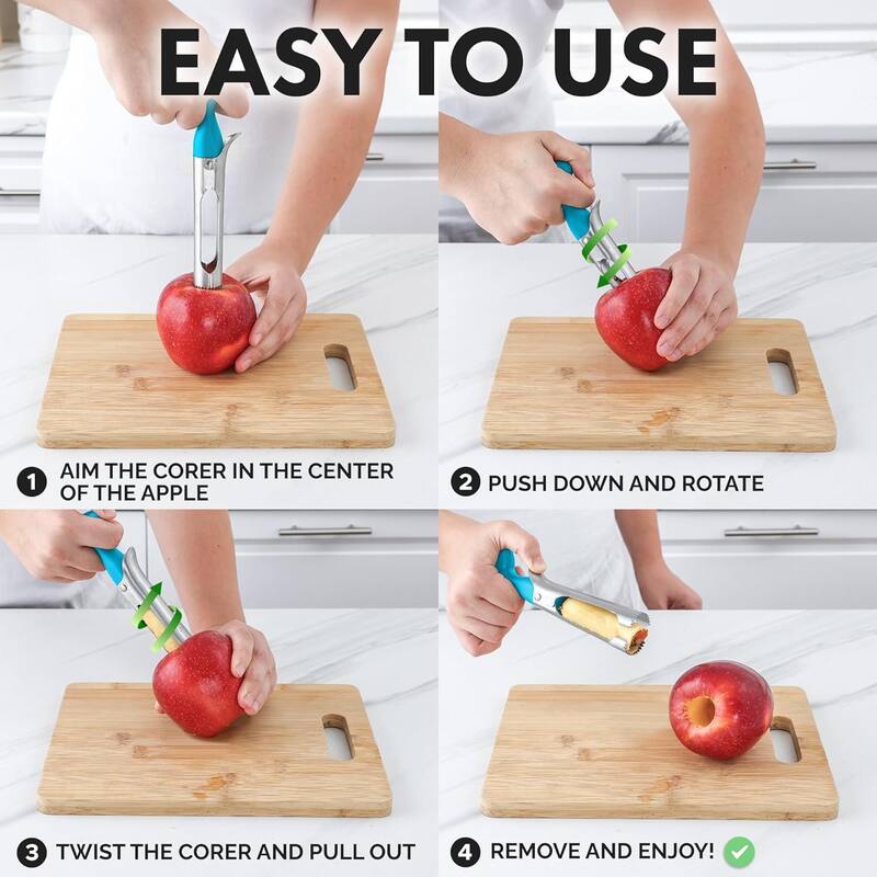 Zulay Kitchen Ultra Sharp Stainless Steel Apple Corer Tool