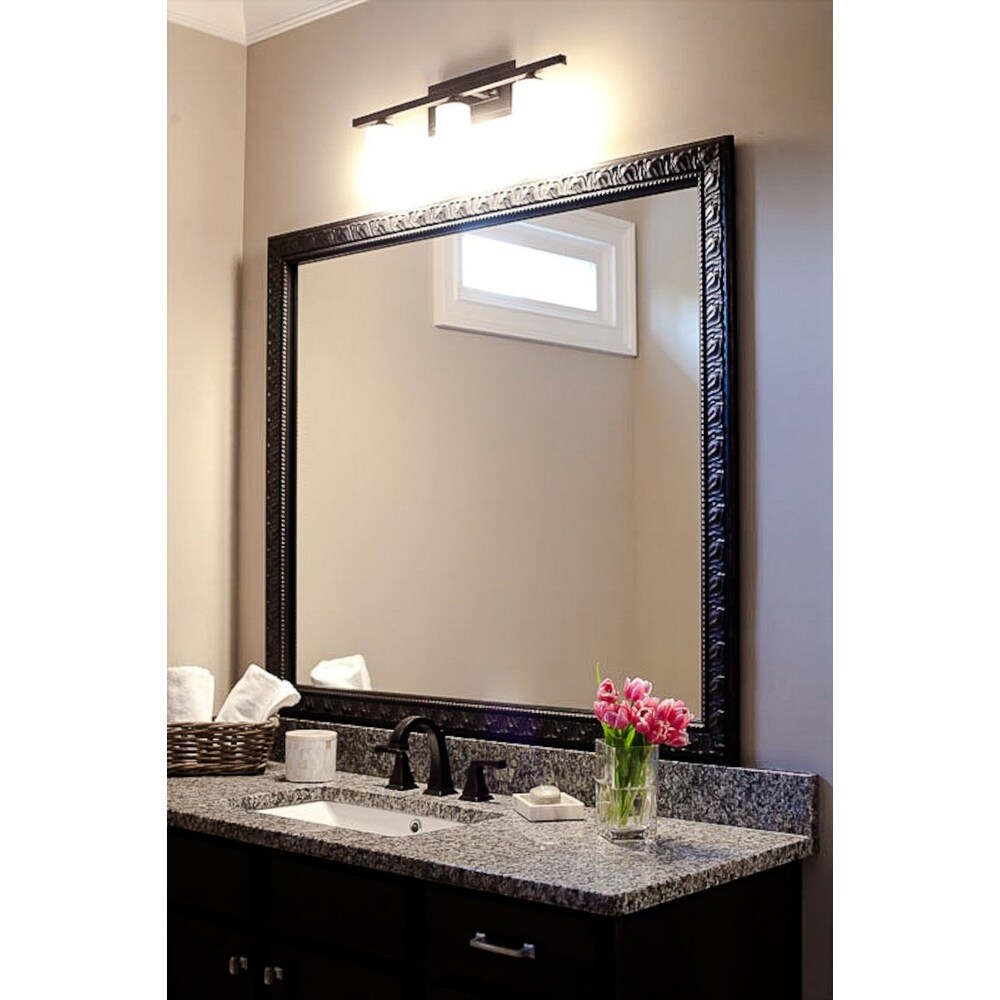Porter Black Framed Wall Mirror, Rectangular Vanity Mirror, Multiple Sizes  