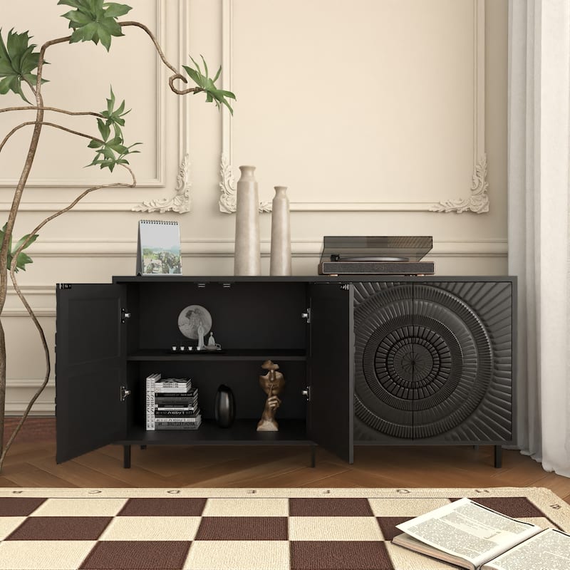 Modern Black Wood Sideboard For Dining Room