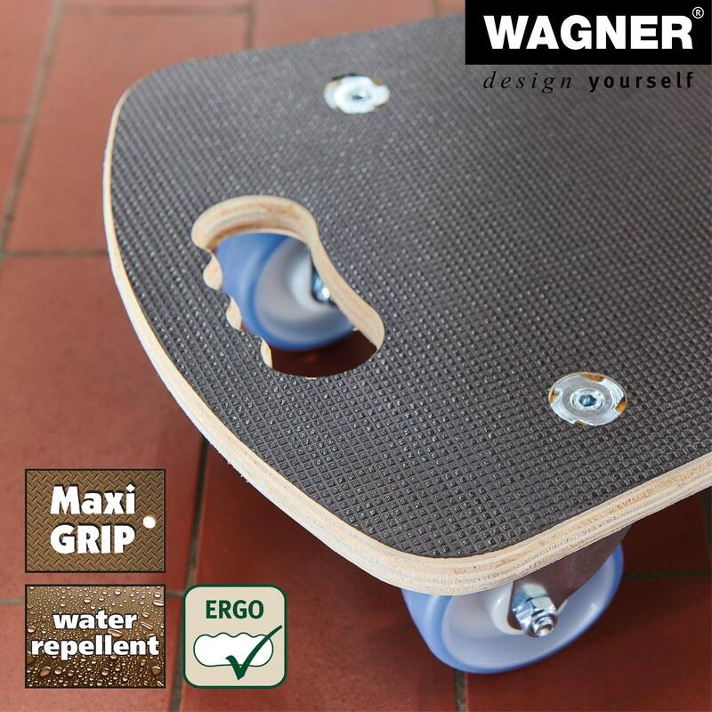 WAGNER Transport Dolly with MaxiGRIP Coating & ULTRASOFT Castors, 22.6" x 11.4", FSC® Birch Multiplex, 660 lb Capacity