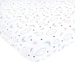 Hudson Baby Infant Girl Cotton Fitted Crib Sheet, Dreamer, One Size - Dreamer - One Size