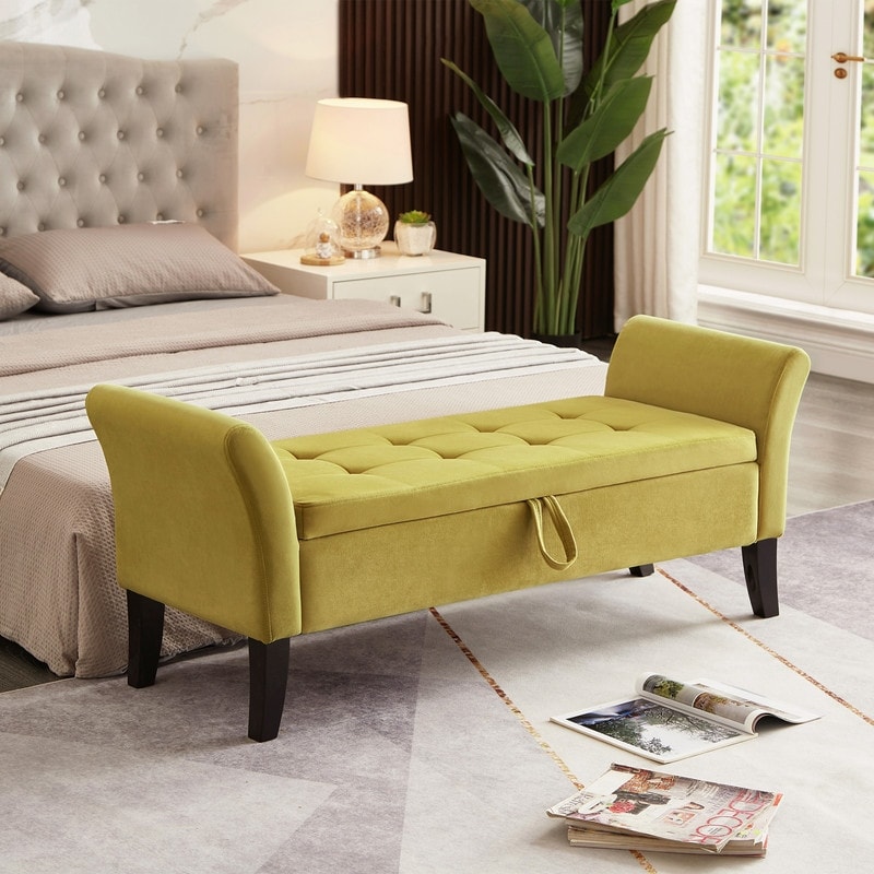 Storage Bench for Bedroom End of Bed Velvet Ottoman Bench with Storage and Arms Upholstered Storage Ottoman Bench for Bedroom Bed Bath Beyond 38194716