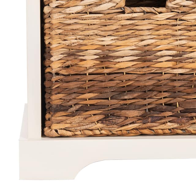 SAFAVIEH Freddy Distressed White Wicker Storage Bench - 33.5" x 16.1" x 19.9"