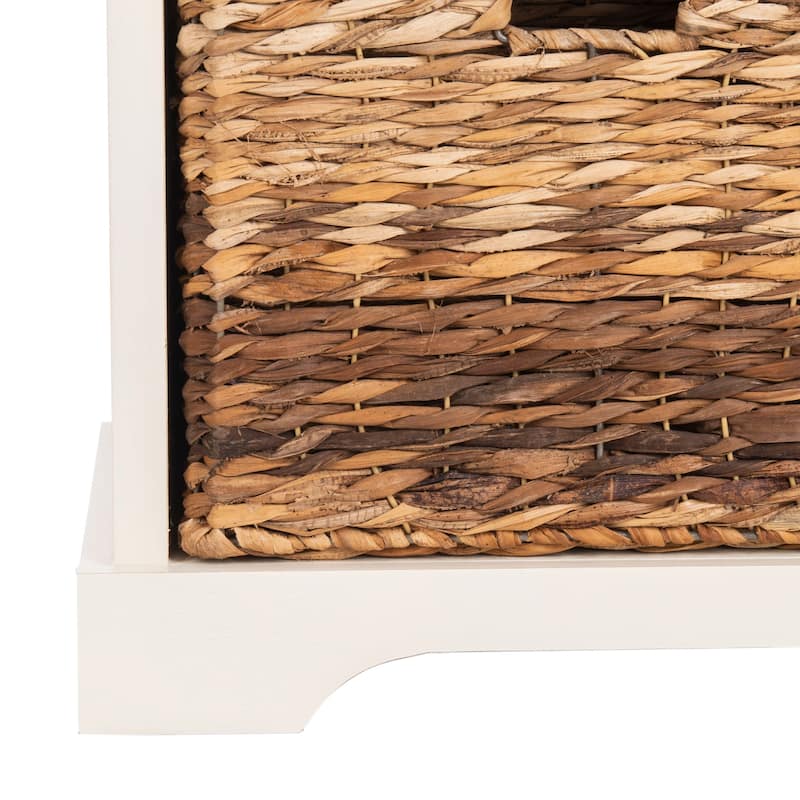 SAFAVIEH Freddy Distressed White Wicker Storage Bench - 33.5" x 16.1" x 19.9"
