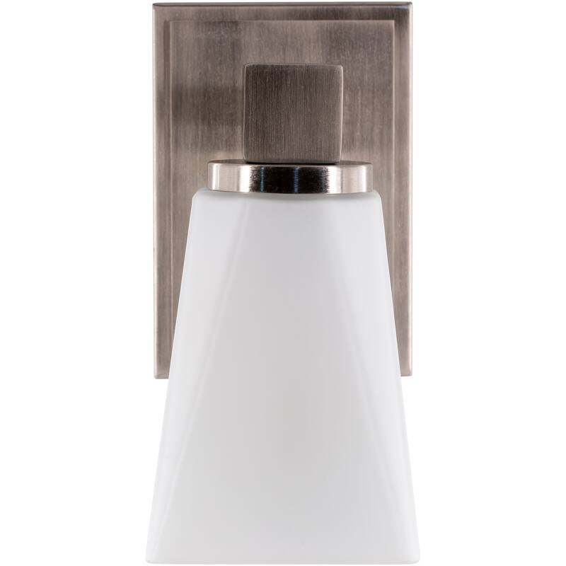 Hadlee Modern Nickle & Frosted Glass Wall Sconce - 8.75"H x 4.25"W x 6"D