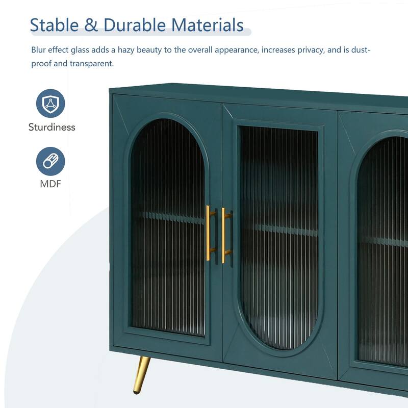 59.8'' TV Stand with Storage Cabinet and Adjustable Shelves