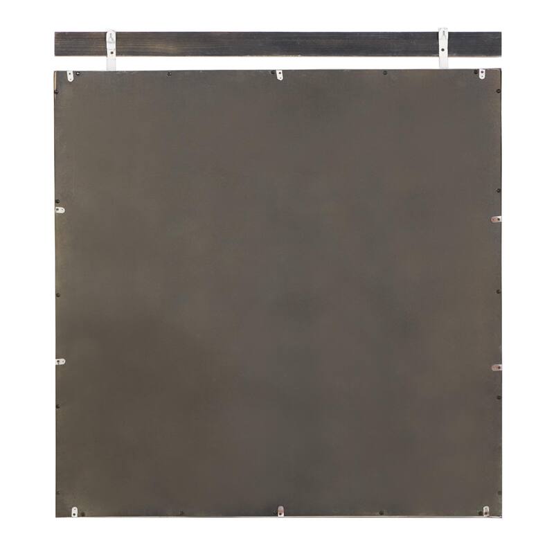 Wood Handmade Grid Window Inspired Wall Mirror - Brown - Roche River Decor