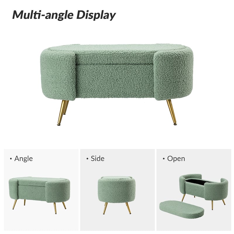 Clara 39.4" Wide Storage Bench with Metal Legs