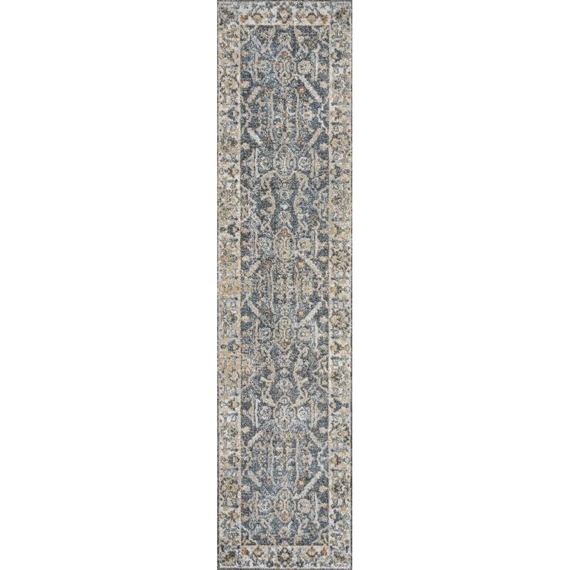 JONATHAN Y Amoeba Rustic Border Low-Pile Machine-Washable Area Rug - 2 X 8 - Dark Gray/Cream