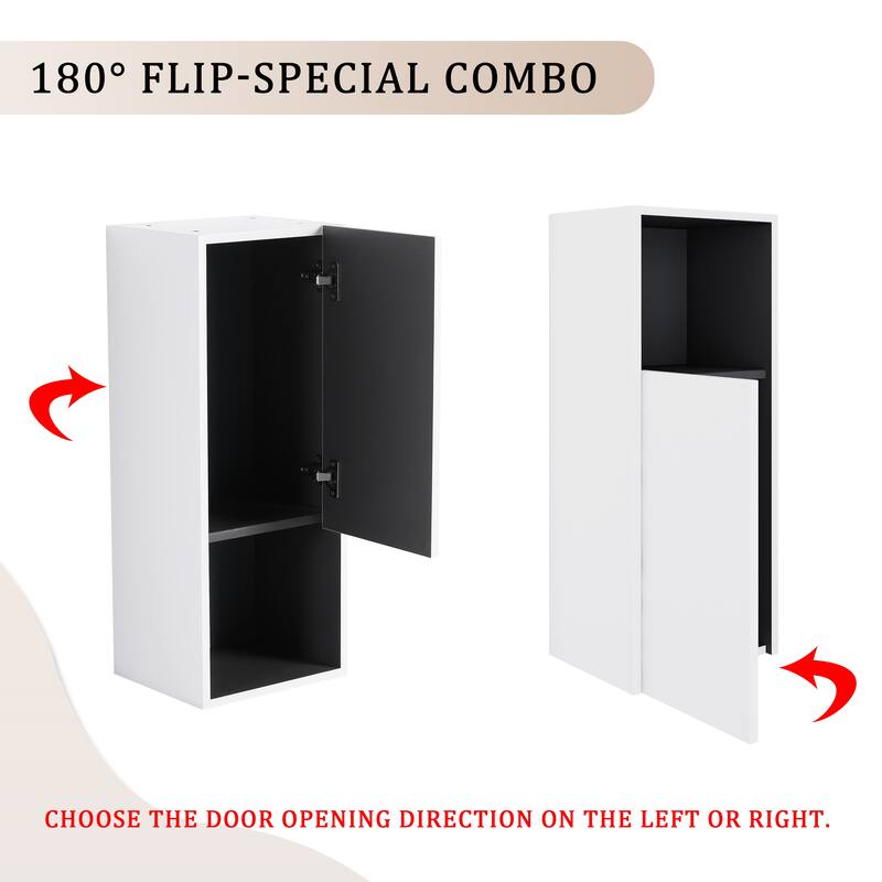 24" Wall-Mounted Bathroom Vanity with Ceramic Sink and Soft-Close Doors, Side Cabinet for Extra Storage