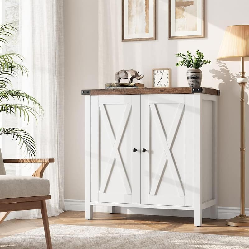 Storage Cabinet 15.7" d x 30" w x 31.5" h, Sideboard Buffet Cabinet with 2 Doors and Adjustable Shelves