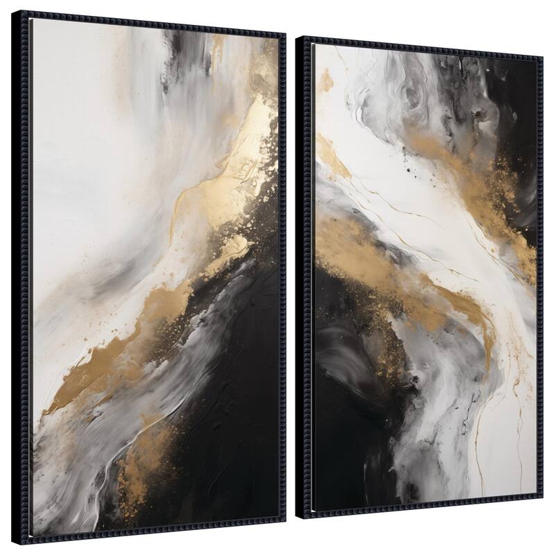 Kate and Laurel Luxe Drift 2 Piece Framed Canvas Wall Art Set by The Creative Bunch Studio - 2 Piece Set 18x40
