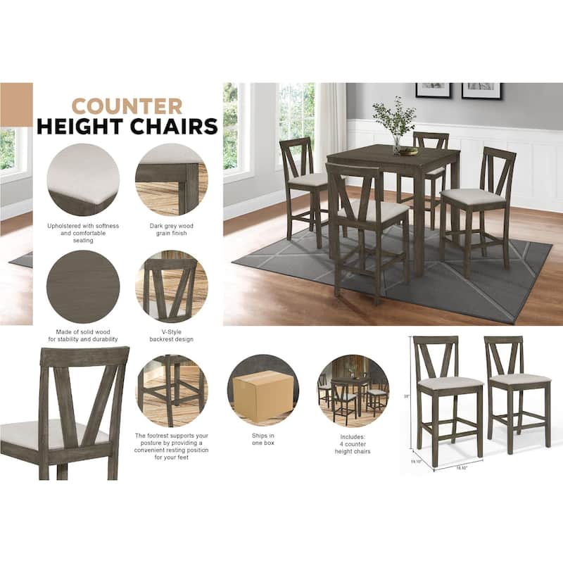 CraftPorch Simple Classy Square 5-piece Counter Height Dining Set