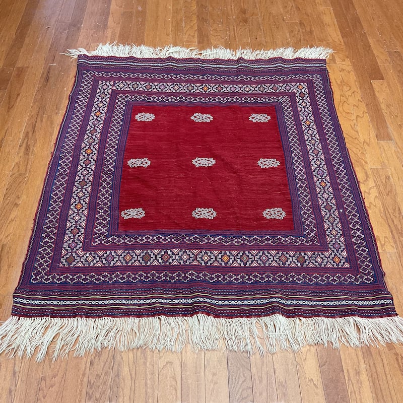 HERAT ORIENTAL Handmade Soumak Wool Rug - 4'6" x 4'11"