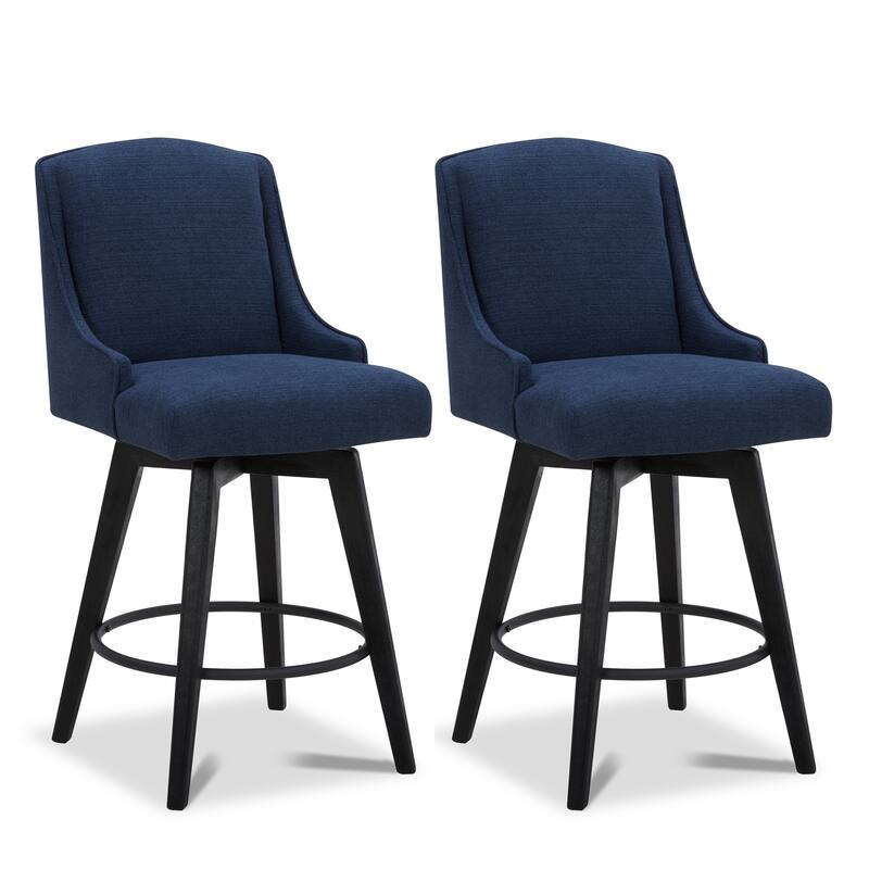 Spruce & Spring Jayden Upholstered Counter Height Swivel Barstool Set - Midnight Blue