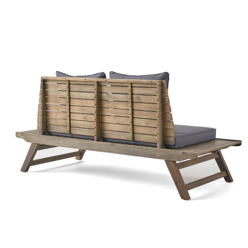 Roomfitters Outdoor Wood Loveseat with Cushions, Patio Seating Bench