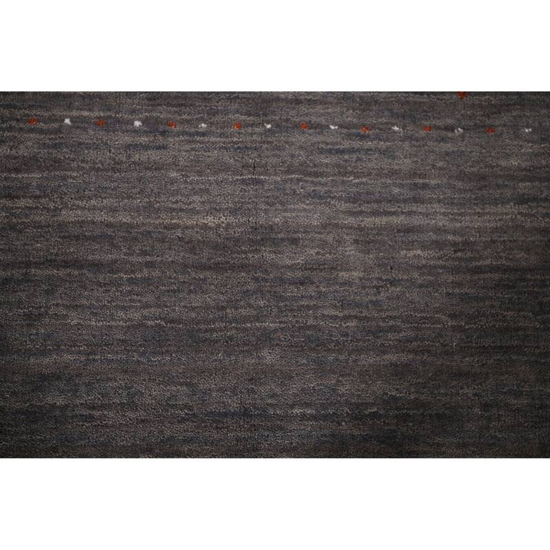 Gray & Brown Striped Gabbeh Indian Area Rug Handmade Wool Carpet - 8'2"x 9'6"