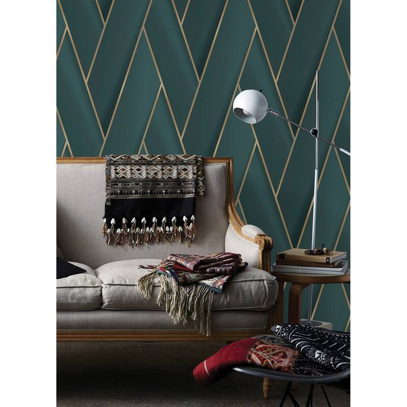 Geometrics Greeley Manfred Modern Herringbone 33' L X 20.9" W Wallpaper Roll - Teal