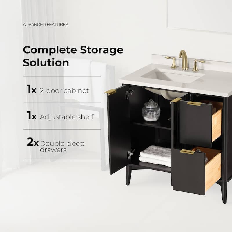 Gabi Bathroom Vanity with White Engineered Stone Top