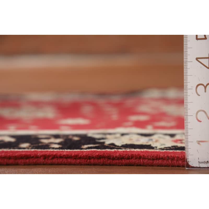 Red Floral Tabriz Chinese Runner Rug Handmade Wool and Silk Carpet - 2'5" x 8'1"