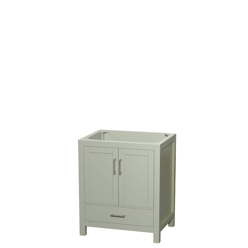 Wyndham Collection Sheffield Single Vanity Cabinet - 30-Inch Single - Light Green, No Top, Nickel Trim