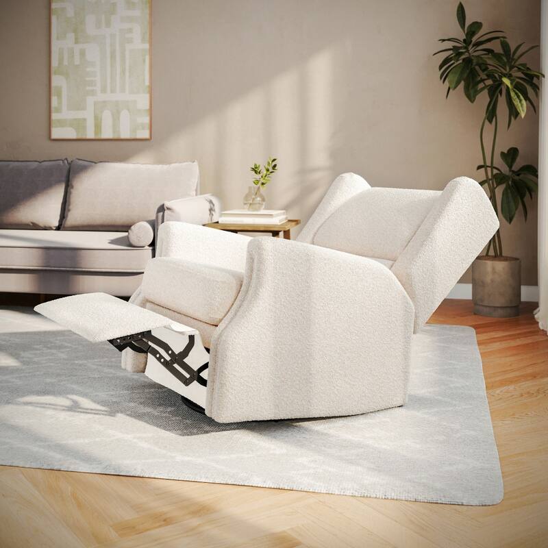 Wingback Manual Rocking Glider Recliner Chair with 360 Swivel