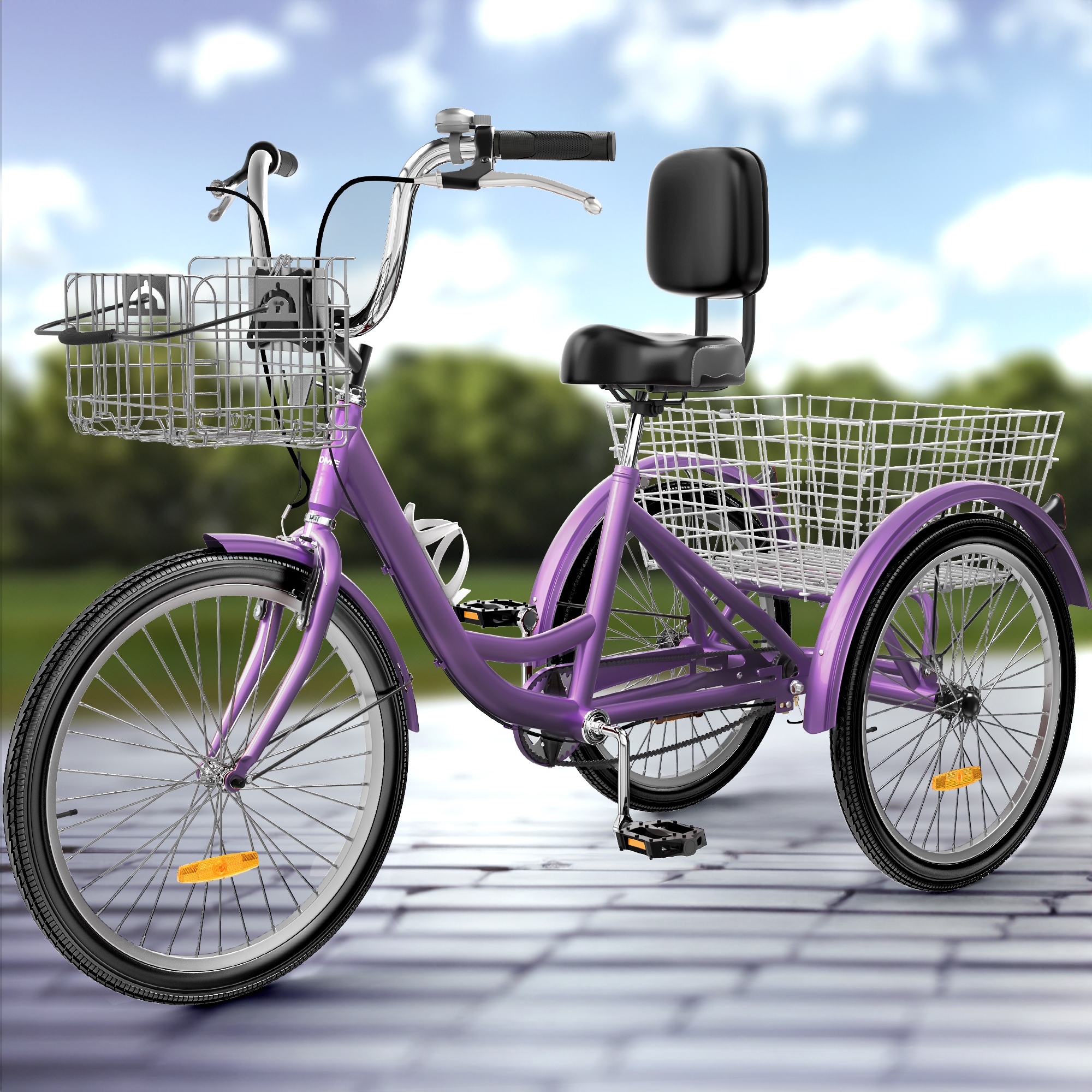 26 Blue Adult Tricycle 3 Wheel Bikes with Removable Baskets 24