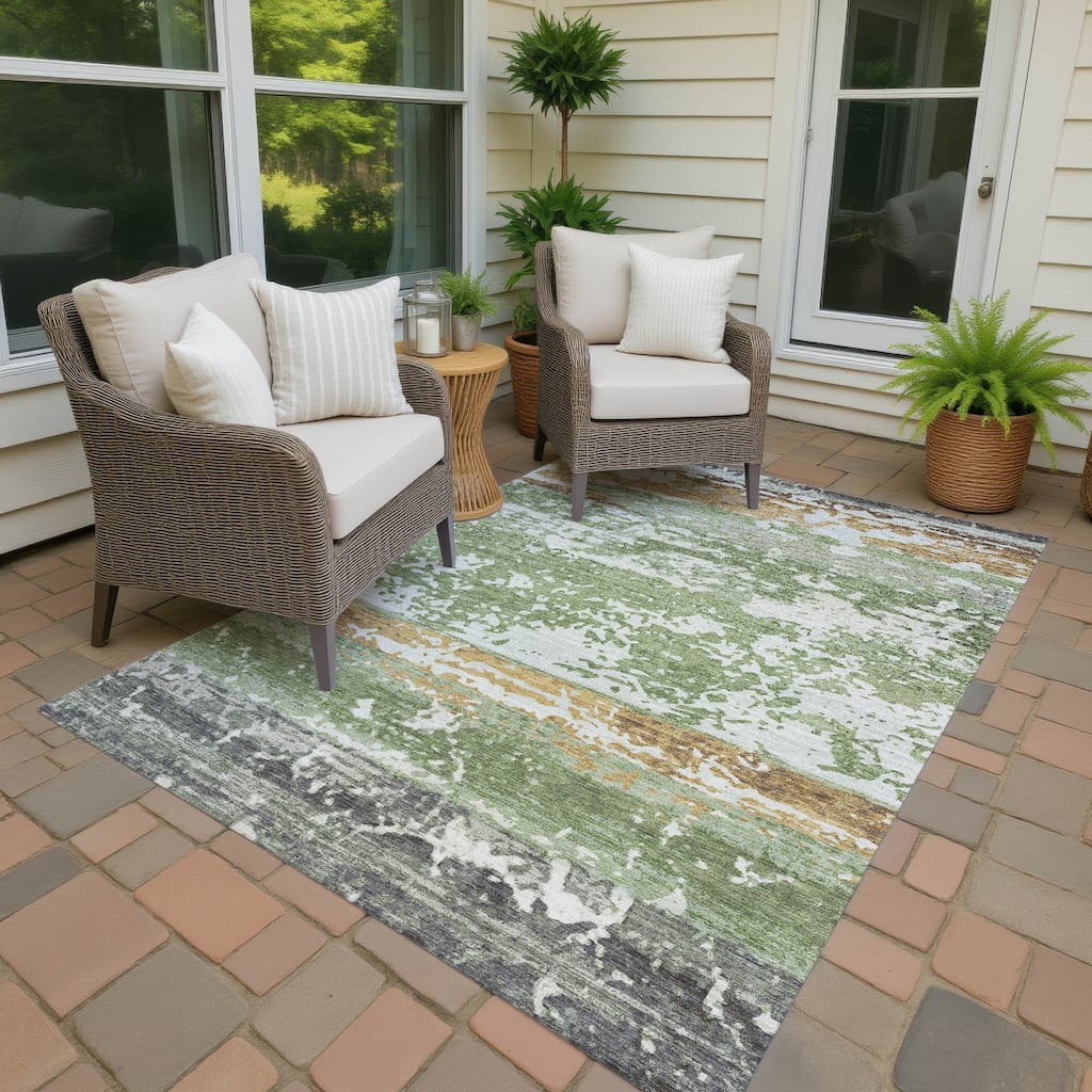 Machine Washable Indoor/ Outdoor Vintage Ombre Chantille Rug