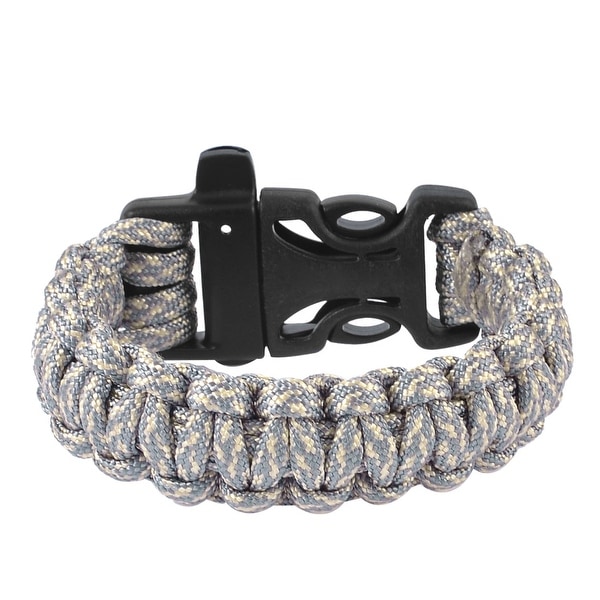 Unique Bargains Plastic Quick Release Buckle Emergency Survival Whistle Bracelet Gray