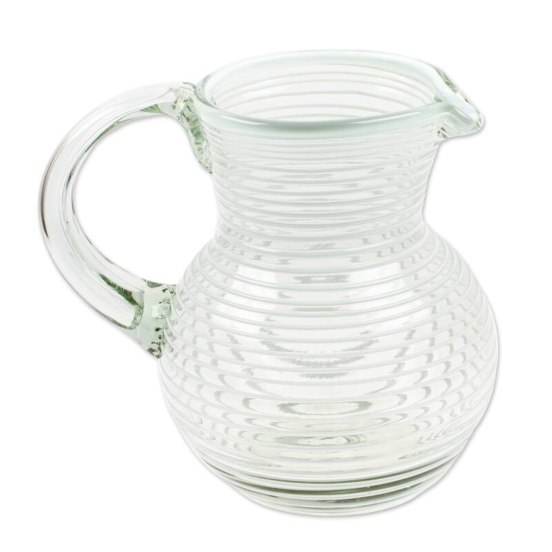 Novica Handmade White Handblown Recycled Glass Pitcher Bed Bath