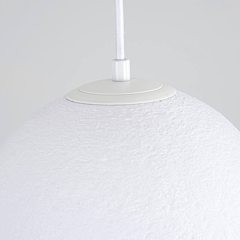 1-Light Modern 3D Printed Moon White Pendant Light for Kids' Room - 9.8 in. W x 9.8 in. H