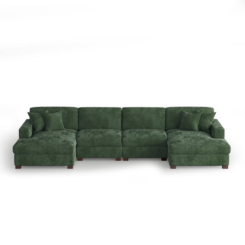 Oversized Chenille Modular Sectional Sofa With Deep Seat