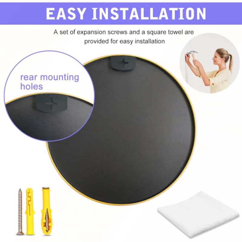 32 Inch Metal Framed Round Bathrrom Mirror