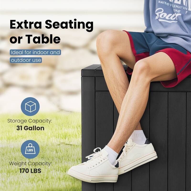 31 Gallon Resin Deck Box-Organization and Storage for Patio Furniture