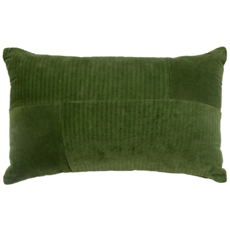 Rizzy Home Solid Corduroy Modern Pattern Blocked Throw Pillow - Down Alternative - Green
