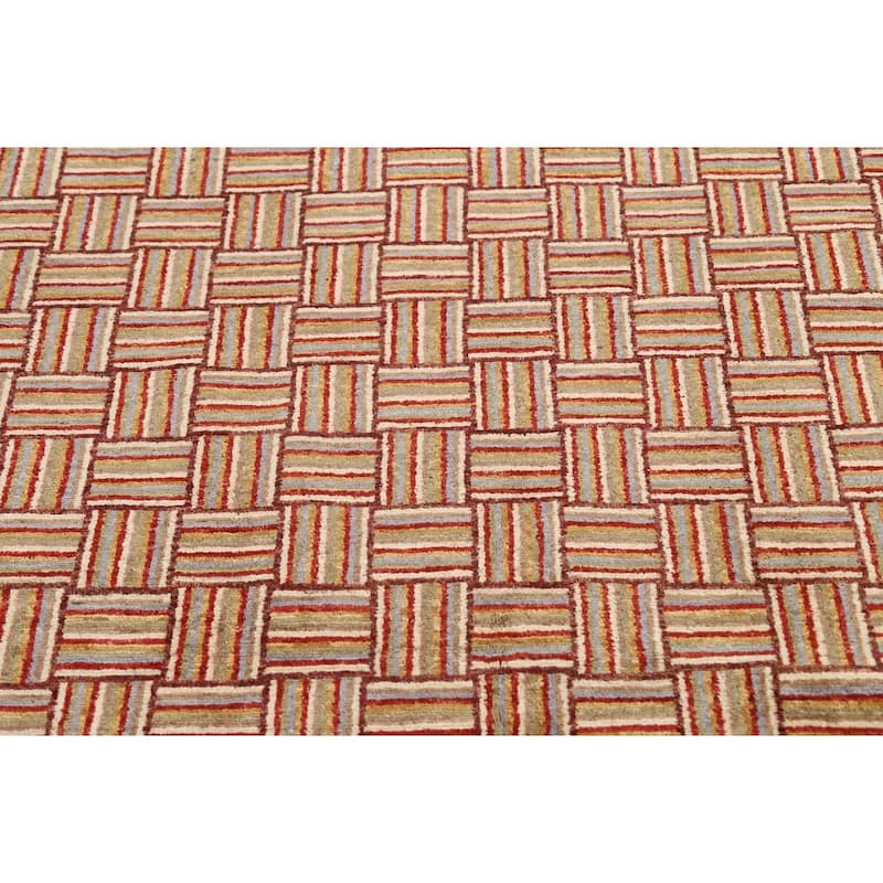 Geometric Gabbeh Kashkoli Oriental Wool Area Rug Hand-knotted Carpet - 4'9" x 6'2"