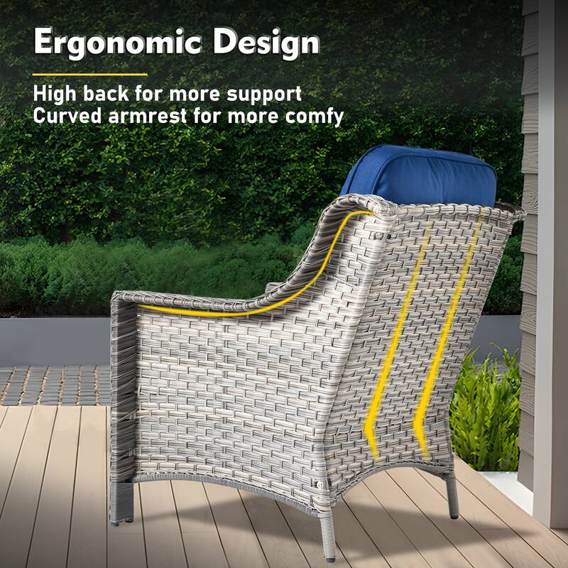 XIZZI 6-piece Wicker Patio Furniture Conversation Seating Set with Fire Pit