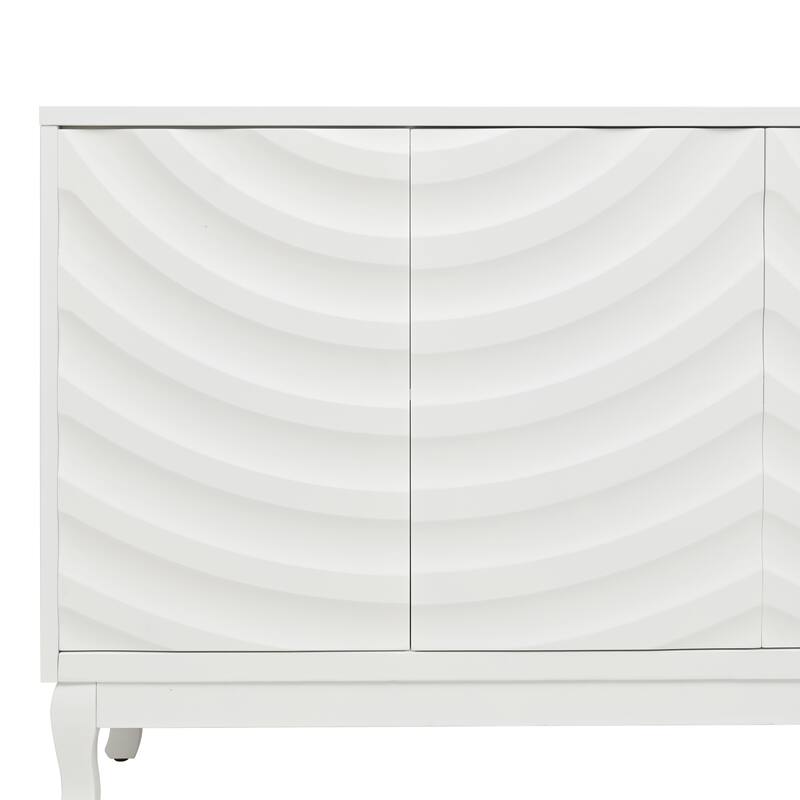 Modern Elegant Sideboard with 4 Doors, Height Adjustable, for Study, Entryway, and Living Room, White