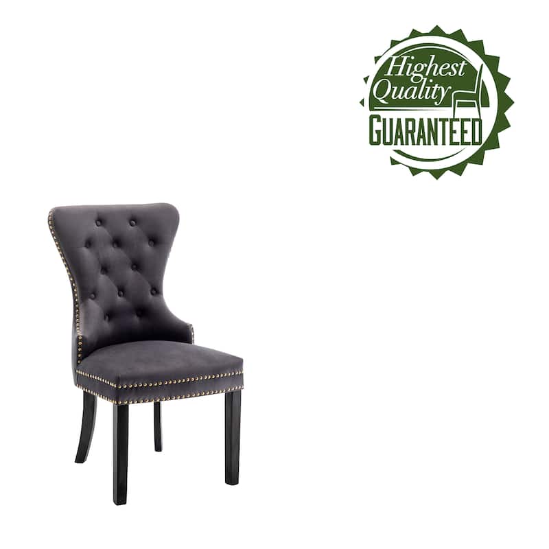 Porthos Home Caja Tufted Velvet Dining Chairs with Rubberwood Legs, Set of 2