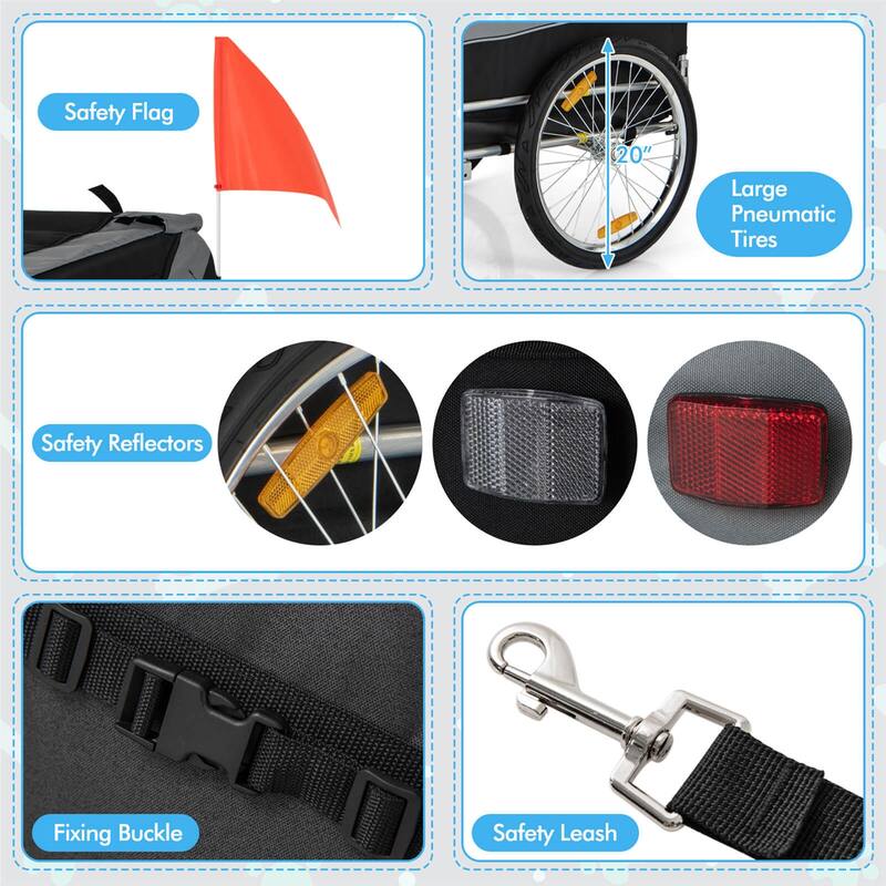 Costway Dog Bike Trailer Foldable Pet Cart with 3 Entrances for - See Details