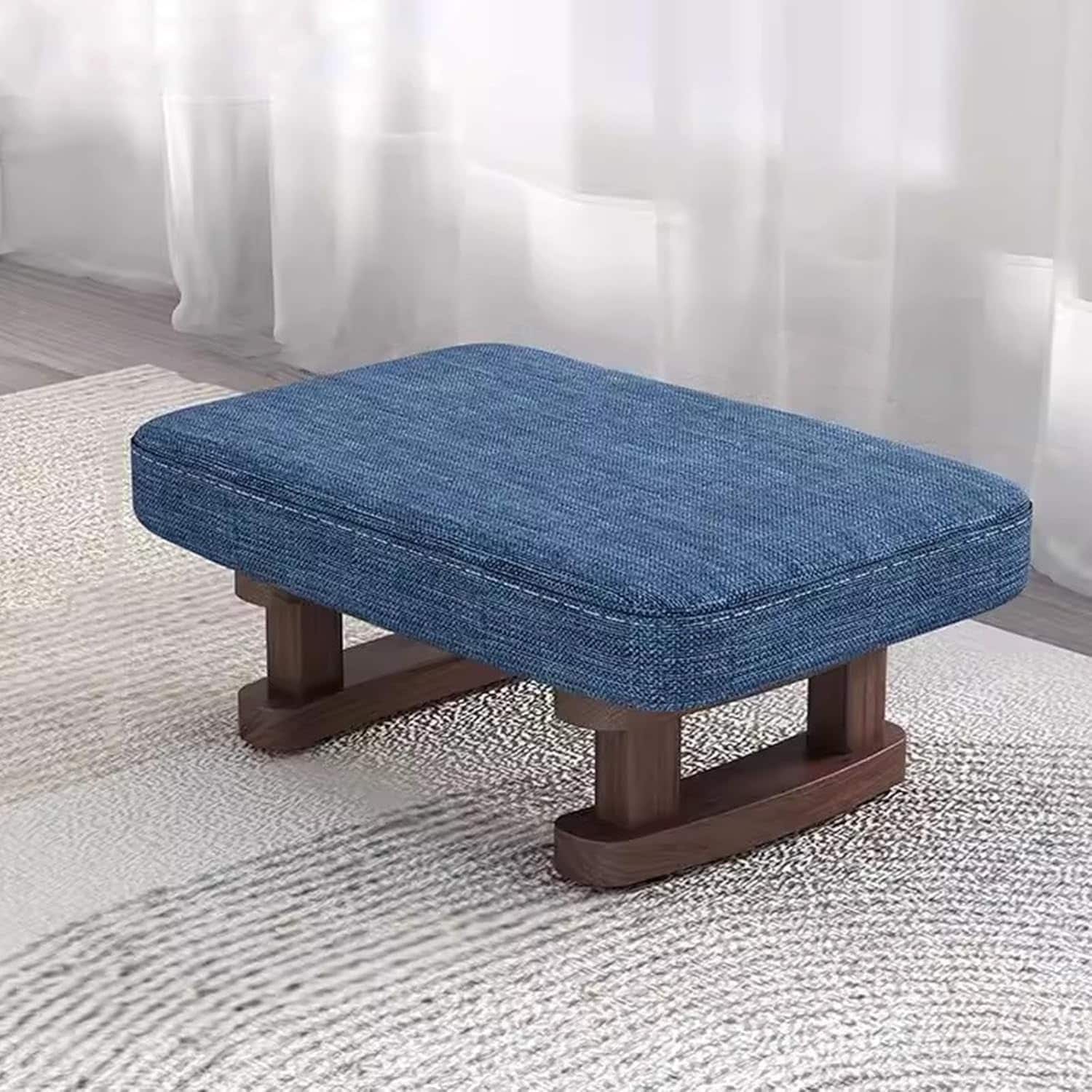 16 x 11.8 x 7-inch Multifunctional Velvet Ottoman Footrest with Removable Cover, Solid Wood Legs