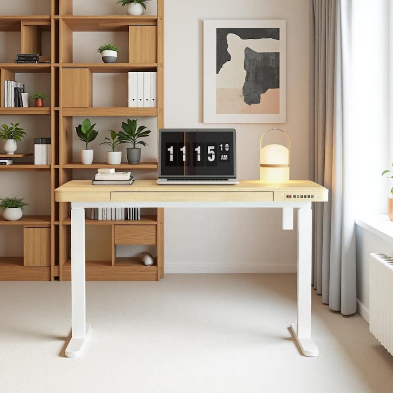 KOWO K3101 48 Inch Electric Standing Desk with Drawers Height Adjustable Sit to Stand Workstation, Motorized Home Office Desk