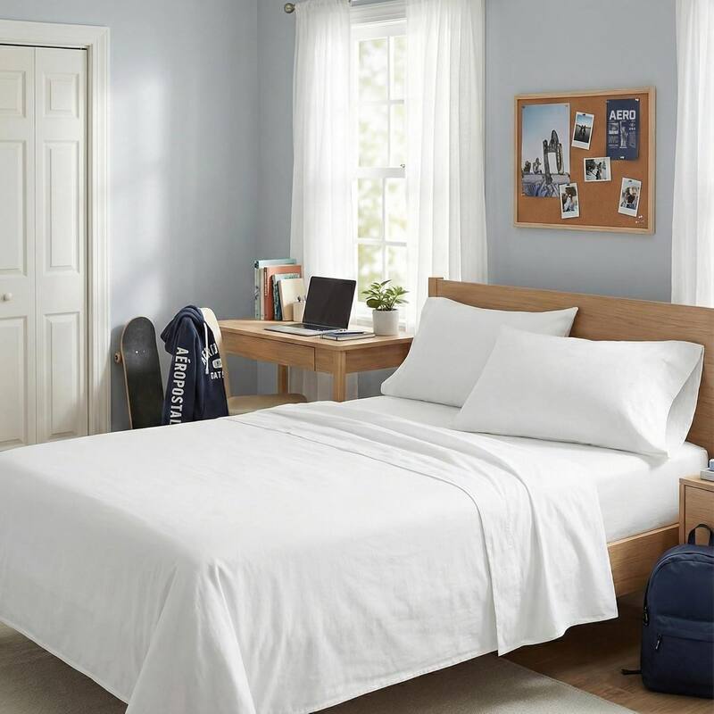 Aeropostale Premium All Season Microfiber White Sheet Set - Twin